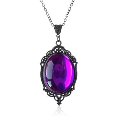 Imagem de ANGLEQUEEN Colares góticos Stardust Camafeu para mulheres, colar vermelho sangue, colar preto, colar roxo, colar gótico, colar de lágrima gótica, roupa de Halloween, joia gótica para mulheres, Zinco,