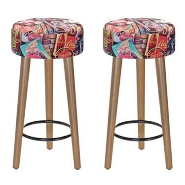 Imagem de Kit Com 02 Banco Banqueta Pés Palito Paris Suede Retrô - Salaone