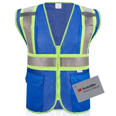 Imagem de Colete de segurança SULWZM 3M de alta visibilidade azul refletivo tama