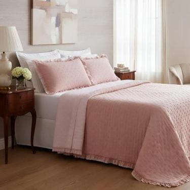 Imagem de Cobre Leito Casal Queen Size 200 Fio Magnólia Luxo E Aconchego ALICE -