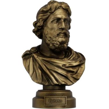 Imagem de Estátua Busto Epiteto Filósofo Grego - Estoicismo (Cor Ouro Velho)