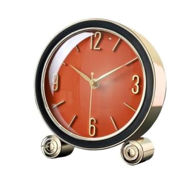 Imagem de hezhuhe2258 Relógio de mesa luxuoso, sala de estar, moderno, silencioso, relógio de mesa, minimalista, retrô, decoração de casa, relógio de mesa (laranja)