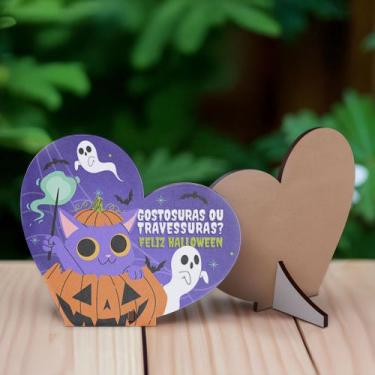 Imagem de Kit 15 Lembrancinhas Halloween Coração MDF Dia das Bruxas - R9 Decor, 