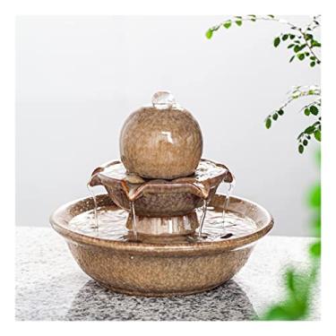 Imagem de XFNVXC Fonte decorativa para interior fonte de mesa para casa enfeite de água corrente da sorte sala de estar moderna escritório desktop cerâmica circulação fonte Rockery Fountain casa