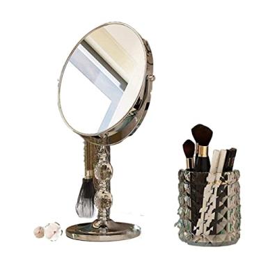 Imagem de AKALNNB Espelho de maquiagem de mesa espelho europeu de dupla face espelho princesa espelho portátil beleza lupa
