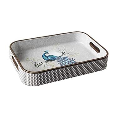 Imagem de URGDWEKJY Bandeja criativa leve luxuosa bandeja de armazenamento para sala de estar bandeja de frutas vintage cafeteria hotel bandeja de sobremesa de alta qualidade bandeja decorativa palete (A)