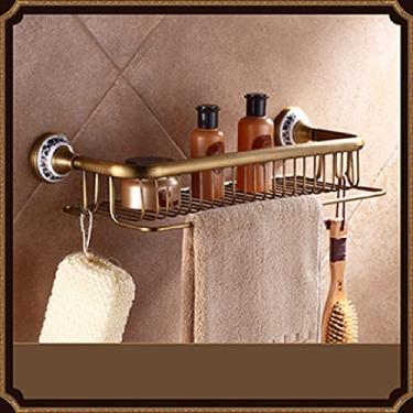 Imagem de WANGKENSU Gancho para casaco ganchos de banheiro latão antigo acessório de banheiro de luxo suporte de papel suporte de escova de vaso sanitário prateleira cesta de mercadorias, anel de toalha de