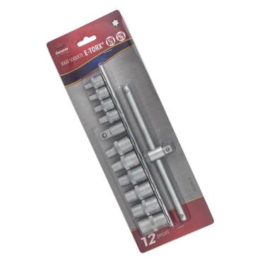 Imagem de Jogo De Soquete E-Torx 1/2 E 3/8 12 Peças E4 A E20 Corneta