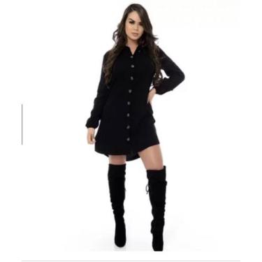 Imagem de Camisa Chemise Feminino Tecido Viscolinho - Vita Modas, Preto, G