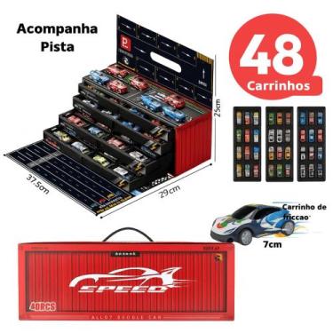 Imagem de Kit 48 Carrinhos com Pista Garagem Contêiner - Speed