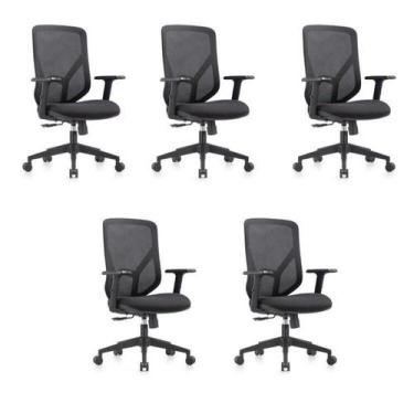 Imagem de Kit 5 Cadeiras Escritório Diretor NR17 Tela Mesh Alpha - Espresso Móve