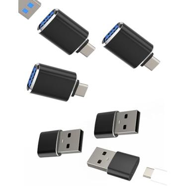 Imagem de Adaptador USB C OTG tipo C macho para adaptador USB-A fêmea (pacote com 6) para iPhone 16 15 para iPad Macbook Pro compatível com Samsung Galaxy S23 Conversor de porta de cabo de carregamento para
