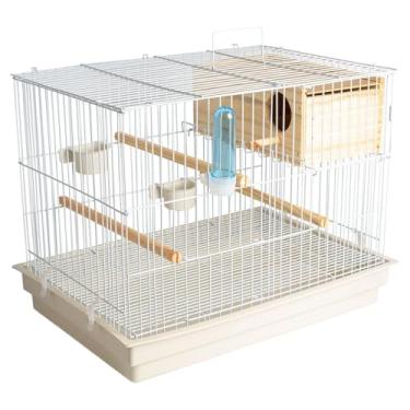 Imagem de Gaiola COMPLETA Criadeira Para Aves Calopsita Com Ninho MDF Resistente Durável(Branca/Branca,Sem Ninho)