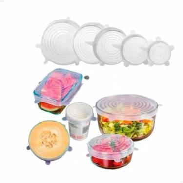 Imagem de Kit 5 Super Tampas de Silicone Universal Premium – Reutilizáveis e Herméticas para Potes, Panelas, Frutas e Alimentos | Resistentes a Micro-ondas, Forno e Freezer