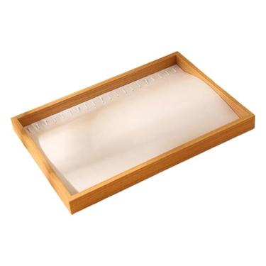 Imagem de FashionCha Bandeja Expositora de Joias, Estojo de Armazenamento, Porta-colares, Empilhável, Portátil, Multifuncional, Grande Capacidade, Enfeite para Ela, Filha, Bege Branco