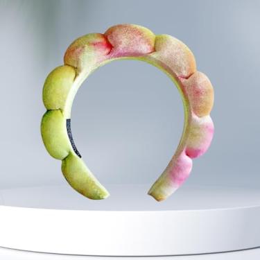 Imagem de Bandanas de spa para lavar o rosto ou cuidados com a pele facial, pacote combo de faixas de cabelo de maquiagem inchadas para lavar o rosto, impressão pleuche, cor verde, 25