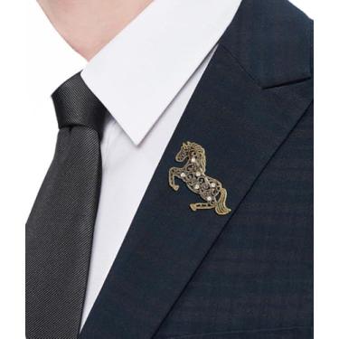 Imagem de Broche de animal de cavalo de filigrana vintage para mulheres e homens broches de pônei de cristal delicados alfinetes de lapela antigo do zodíaco ano de nascimento acessórios de vestido de