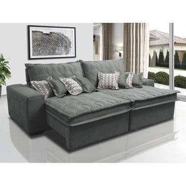 Imagem de Sofá Retrátil E Reclinável 2,12m Com Molas Ensacadas Cama Inbox Supreme Tecido Suede Velusoft Cinza
