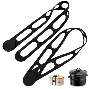 Imagem de Faixa de borracha para alça de tampa de panela de barro, caixa bento, laço de silicone elástico reutilizável para trava de panela de cozimento lento, cabo, pacote ou cortina organizadora, cordões