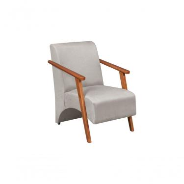 Imagem de Poltrona Venus 1 Lugar Braço Madeira Maciça Tecido Suede Unidecor Bege