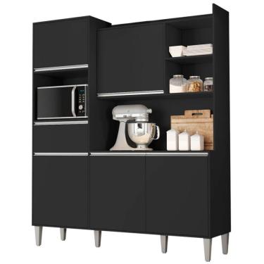 Imagem de Kit Armário Cozinha Compacta Isabel 5 Portas Preto Ajl