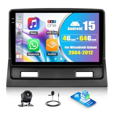 Imagem de [4+64G] Estéreo automotivo Android 15 para Mitsubishi Galant 2004-2012 com carro sem fio CarPlay Android Auto, rádio veicular com tela sensível ao toque de 22.9 cm com Bluetooth GPS WiFi FM/RDS DSP EQ