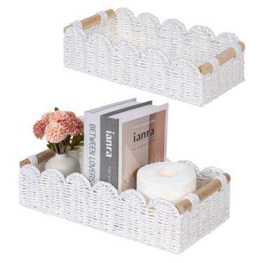 Imagem de CubesLand Cesta decorativa de armazenamento de papel higiênico, cesta moderna de decoração de casa de fazenda para organização, cestas de despensa recortadas para prateleiras, bancadas, sala de estar