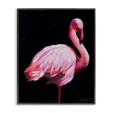 Imagem de Stupell Industries Arte giclée emoldurada em preto flamingo elegante e exótico, design por James Corwin, 14 x 11