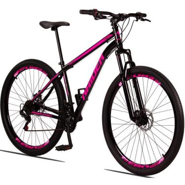 Imagem de Bicicleta 29 Raider Sport Aço 21M Freio a Disco c/ Suspensão Preto+rosa