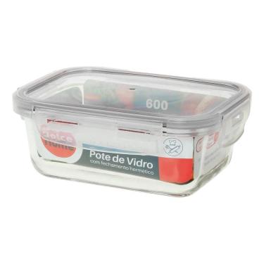 Imagem de 2X Pote Hermético Vidro Marmita 600Ml Microondas Forno Freez