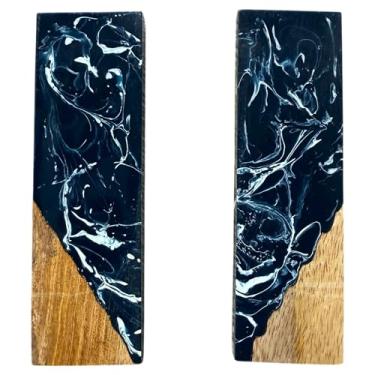 Imagem de Malayan Products | Espaços em branco de resina de madeira híbrida, lâminas de cabo de faca de madeira de manga acrílica, material de artesanato, ferreiro (preto)
