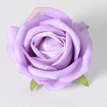 Imagem de 6 peças de flores artificiais - flor de seda com hastes rosas roxas arranjos florais falsos para casa de banho escritório mesa centro de mesa prateleira decoração de casamentos