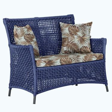 Imagem de 1 Sofá área Externa Igapó Alumínio Preta Corda Náutica E6 Azul