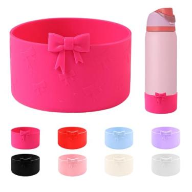 Imagem de CDYLDXG Bota antiderrapante de silicone com laço de 8,5 cm para garrafa de água Owala 947 g, garrafa de água de aço inoxidável FreeSip/Twist/flip, acessório de capa inferior de manga protetora (rosa