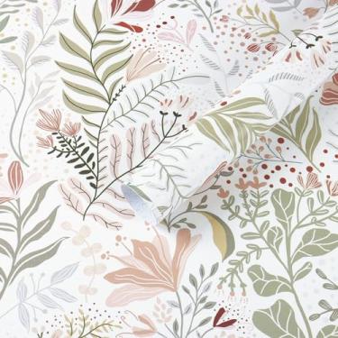 Imagem de Safiyya Papel de parede floral Peel and Stick Boho Contact Paper 43.9 cm x 500.4 cm Papel de parede removível autoadesivo impermeável para banheiro e quarto, papel de parede moderno botânico rosa