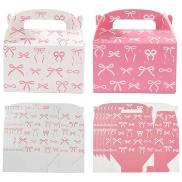 Imagem de Airssory 12 peças, bolsa de mão branca e rosa, 2 cores, caixa kraft com alça de laço, caixas de papel impressas a granel para guloseimas, sobremesas, doces, dia dos namorados, pacote de presente de