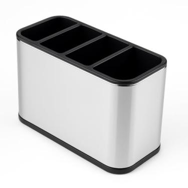 Imagem de Escorredor Porta Talheres em Aço Inoxidável com Base e Design Compacto