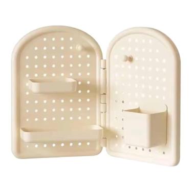 Imagem de YWJLQH Organizador de canto para mesa, organizador de, fácil instalação, prateleira multifuncional com painel perfurado para mesa de estudo e casa, Amarelo