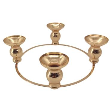 Imagem de Fenteer Suporte para 4 velas, centro de mesa decorativo, enfeite de ferro para festas, casa, quarto, banquete e escritório, Ouro Escuro