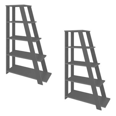 Imagem de Kit 2 Estante Multiuso Decorativa 5 Prateleiras Stela A06 Preto - Mpozenato