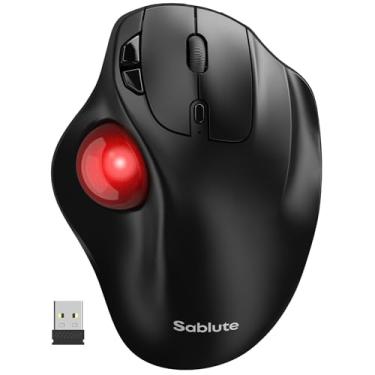 Imagem de SABLUTE Mouse Trackball com DPI de 5 níveis, mouse ergonômico sem fio 2,4 G Plug-and-Play para 3 dispositivos