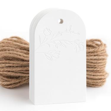 Imagem de 50 etiquetas florais de agradecimento com cordão anexado, pequenas etiquetas de agradecimento por comemorar conosco para presentes e lembrancinhas de festa personalizadas - chá de bebê, casamento, chá