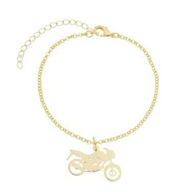 Imagem de Pulseira Feminina Mini Elos com Pingente de Moto Banhada a Ouro 18K Sou Agro- Scarlet Jóias- presente