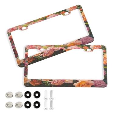 Imagem de SEHANY Molduras de placa de carro rosa dos namorados, capas de moldura de placa de carro de alumínio à prova de ferrugem com orifícios elípticos e parafusos serve para veículos padrão dos EUA tamanho