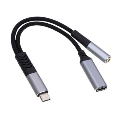 Imagem de Generic Adaptador de Carregador de Fone de Ouvido USB C para 3,5 Mm, Dongle de Entrada de áudio Auxiliar 2 Em 1 Tipo C Com Carregamento Rápido PD 60W e Som HiFi, Adaptadores de Fone de