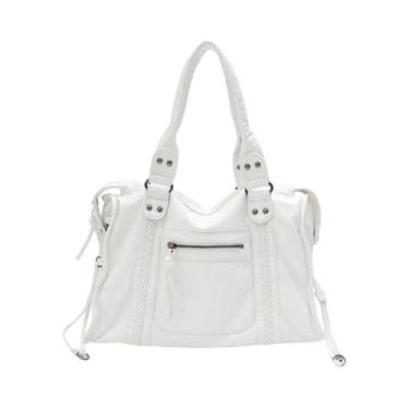 Imagem de Bolsa Tote Unissex De Grande Capacidade Em Couro PU Vintage Lavado Com