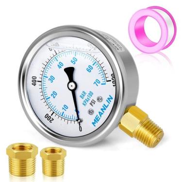 Imagem de Medidor de pressão MEANLIN MEASURE 0-1000Psi em aço inoxidável