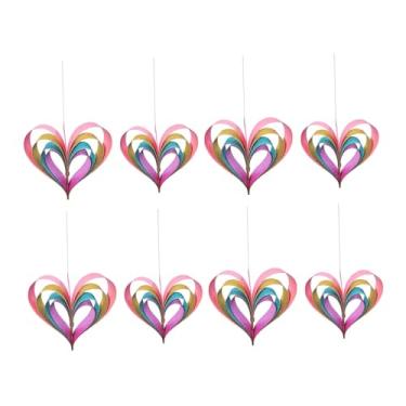 Imagem de Sclmgo Guirlanda de Corações com 8 Peças, Enfeite Suspenso em Papel 3D com Estrutura Dobrável Atraente para Festas de Dia Dos Namorados, Noivados E Casamento, Multicolorido, Tamanho real