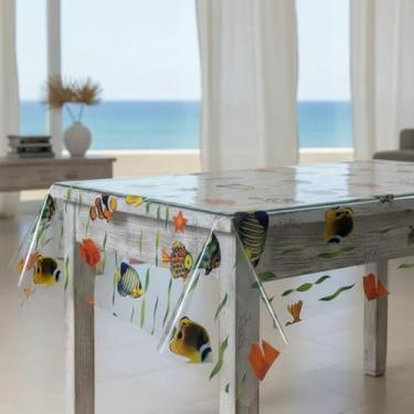 Imagem de Genérico, Toalha Mesa Plástico Praia Mar Peixes Aquário 1,40x1,40 Mts