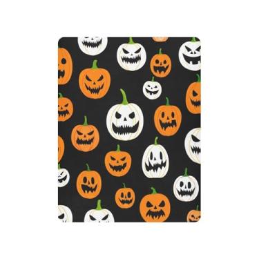Imagem de JUZIHAI Lençol de berço de Halloween para meninos e meninas, Expressivo Jack-o-Lanterns macio elástico respirável para berço padrão e cama infantil, 99 x 68 cm